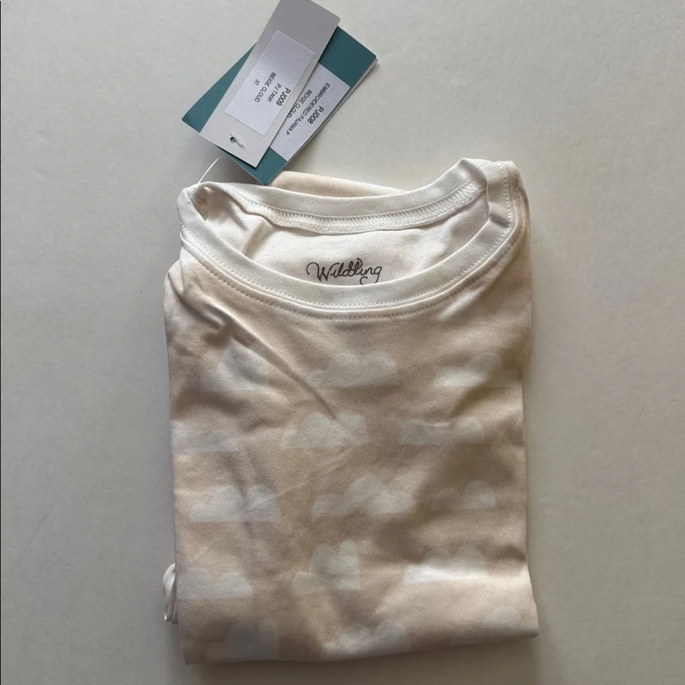 WILDLING NWT 3T Organic Cotton PJ Set Beige Cloud Tank & Matching Pants Girls
